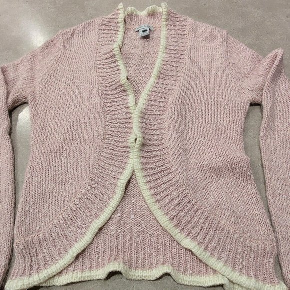Mac & Jac  Acrylic/Cotton/Mohair Sweater - Light Pink/White - Size Medium - Picture 2 of 11